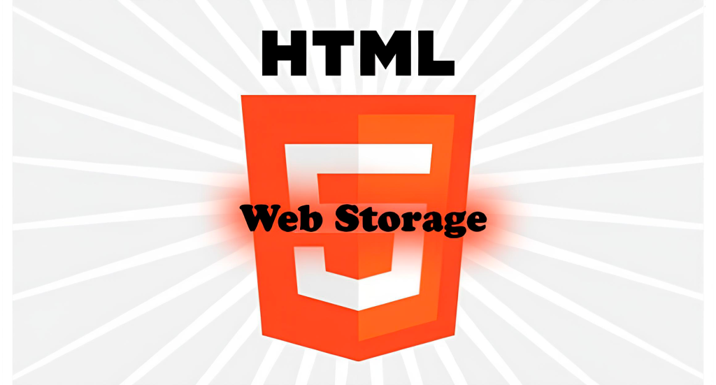 HTML5 Web Storage logo with a bright background, showcasing the concept of storing data on the user's device without relying on third-party cookies. Post-Cookie Era.