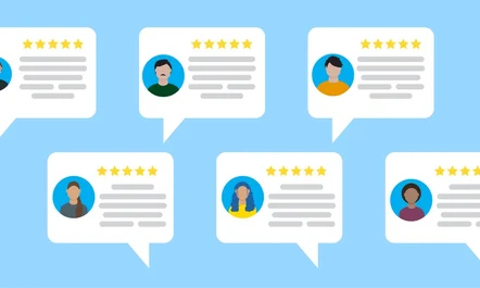 The image illustrates a series of customer reviews or testimonials. Here are the key elements:

Speech Bubbles:

The reviews are presented in speech bubbles, indicating that they are customer comments or feedback.
User Avatars:

Each speech bubble includes an avatar of the reviewer, giving a personal touch to the testimonials. These avatars show different individuals, representing diverse users.
Star Ratings:

Each review includes a star rating, with most or all showing a high rating (typically 5 stars), indicating positive feedback.
Review Text:

Below the star ratings, there is a brief text summarizing the customer's review. This text likely includes positive comments about a product or service.
Background:

The background is a light blue color, providing a neutral and clean backdrop that keeps the focus on the reviews.
Overall, the image is designed to convey positive customer feedback, highlighting satisfaction and endorsement of a product or service. This type of image is commonly used in marketing materials to build trust and credibility with potential customers.